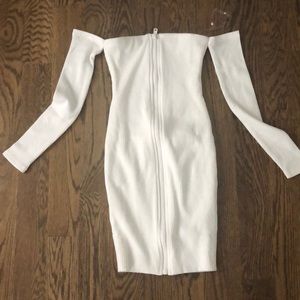 Babyboo fashion white zip up dress